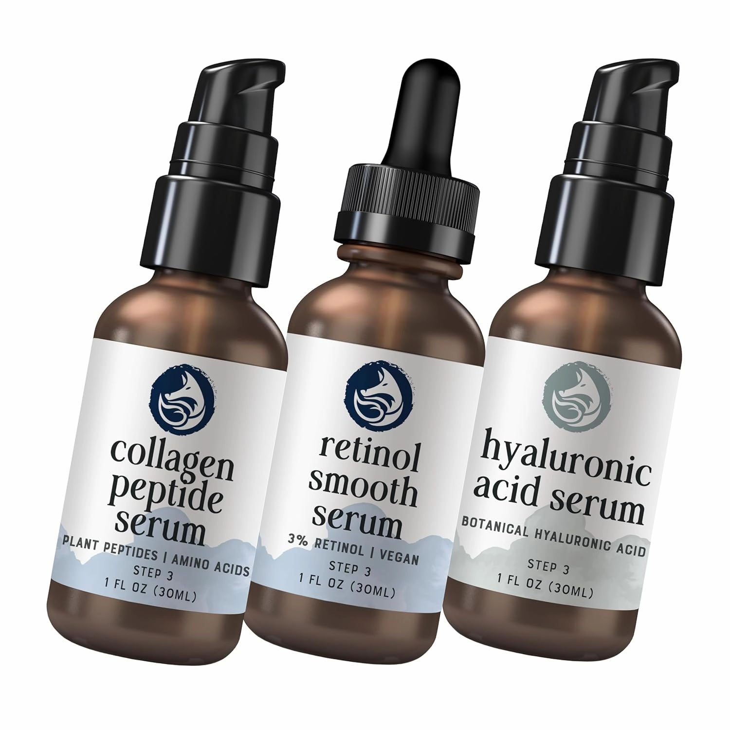 Anti-Aging Serum Trio: Peptide Collagen, Retinol, and Hyaluronic Acid
