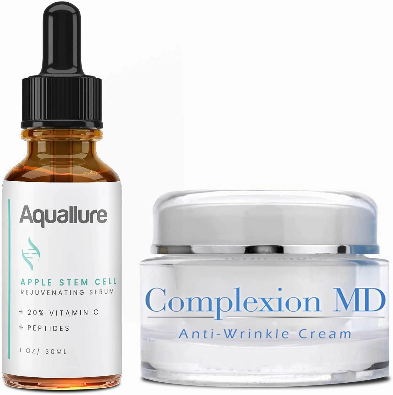 Anti-Aging Skin Care - Aquallure Apple Stem Cell Rejuvenating Serum - Anti Wrinkle Cream - Reduce Fine Lines & Wrinkles - with Peptides & Hyaluronic Acid (Bundle) (1 oz Each) (2 items)