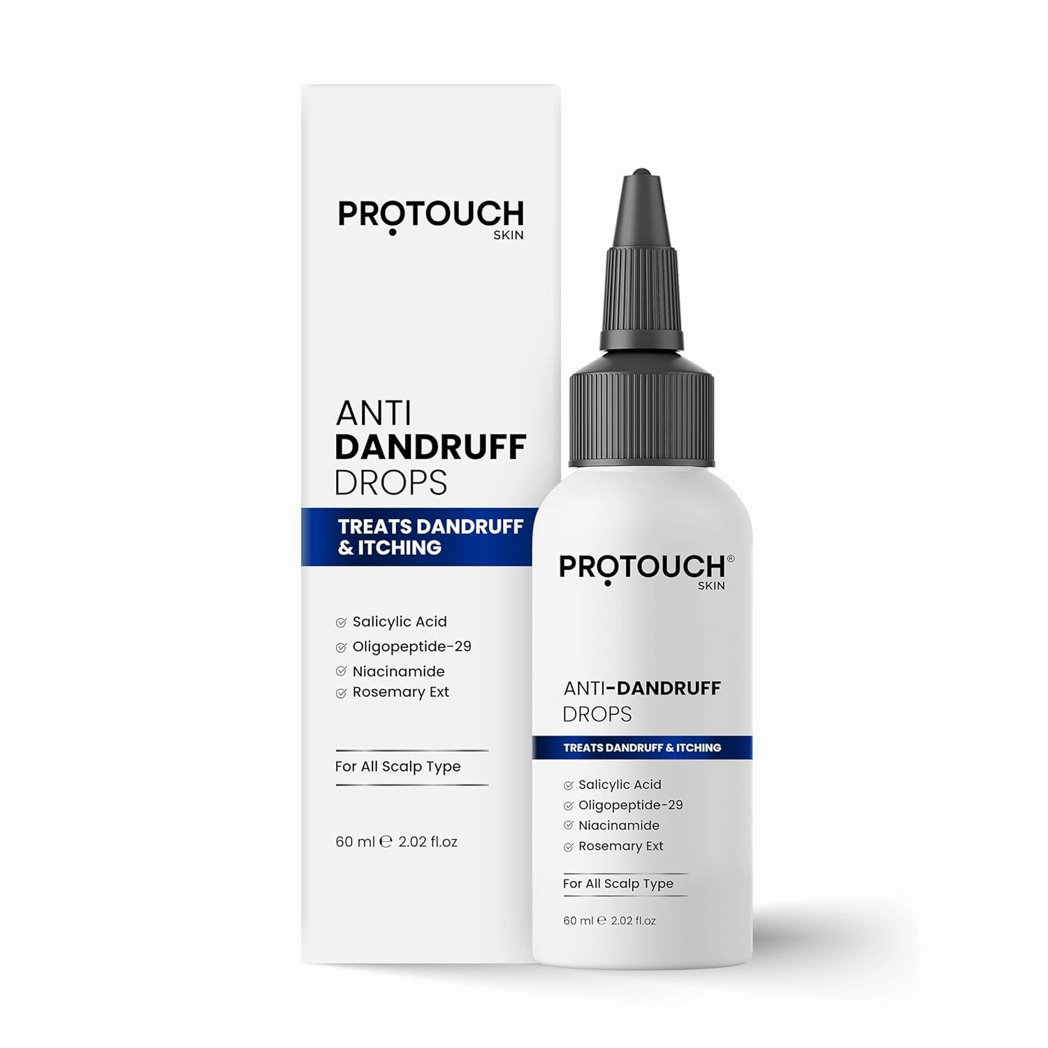 Anti Dandruff Drops (Serum) - Niacinamide, Oligopeptide, Rosemary Ext | Soothes Itchy, Inflamed Scalp | Nourished Hair | For All Scalp Types - 60 ML