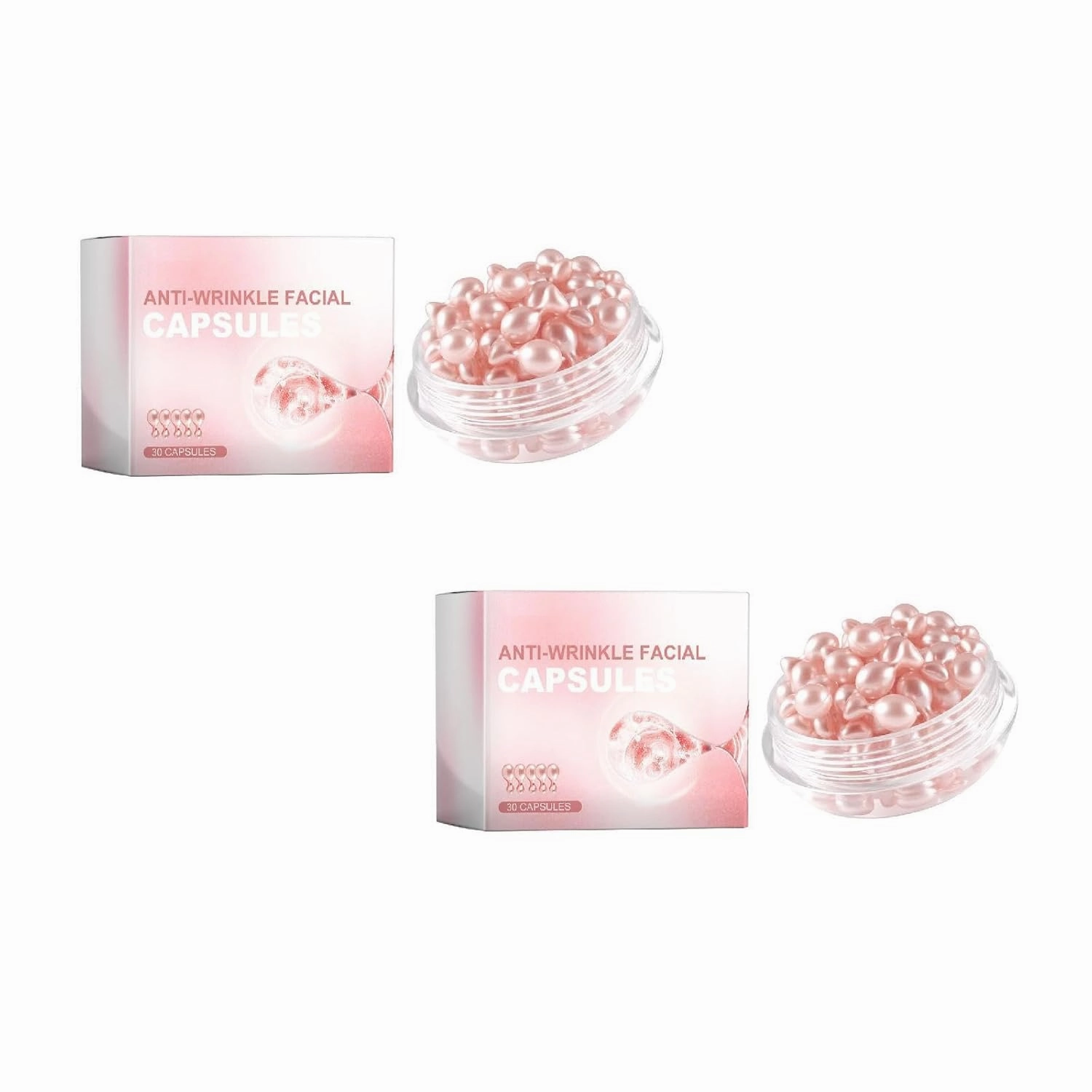 Anti-Wrinkle Face Serum Capsules, Hydrating & Firming Facial Serum for Skin Barrier Repair, Boosts Elasticity, Smooths Fine Lines, Renewing Serum Treatment (2 Count)
