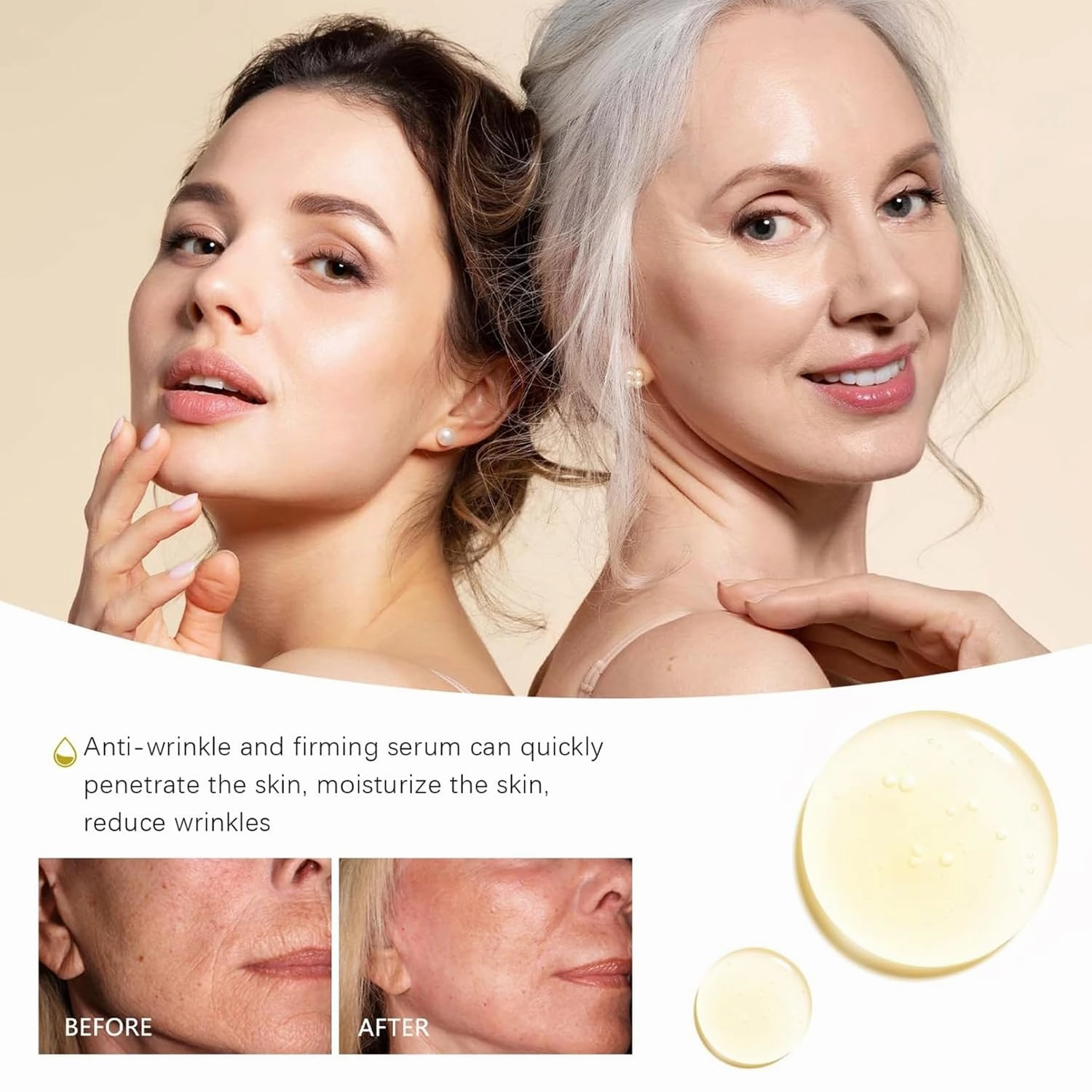 Anti Wrinkle Firming Serum,Firm and Plump Face Serum,Anti-Aging Essence,Reduce Fine Lines Firms Skin,Hydrate & Moisturize for All Skin Types(2pcs)
