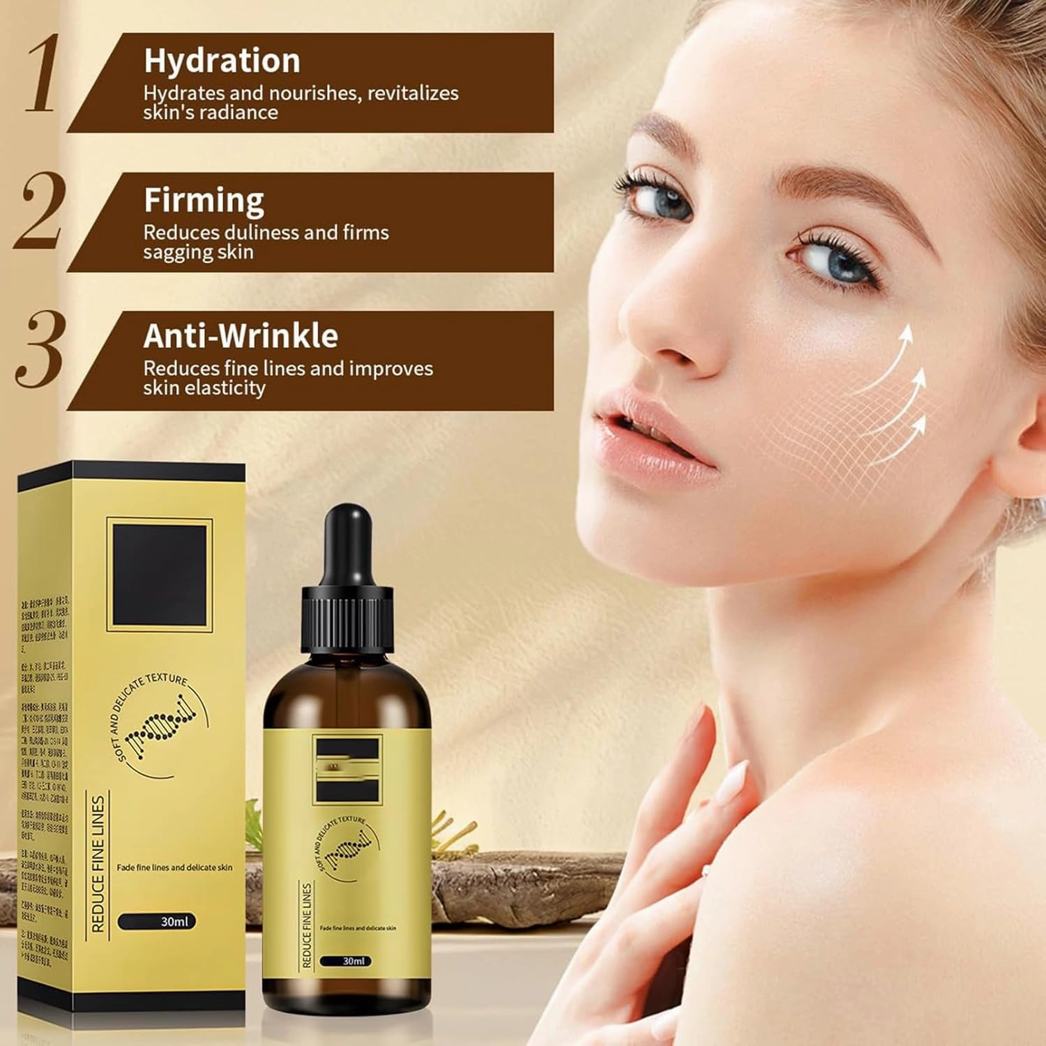 Anti Wrinkle Firming Serum,Firm and Plump Face Serum,Anti-Aging Essence,Reduce Fine Lines Firms Skin,Hydrate & Moisturize for All Skin Types(2pcs)