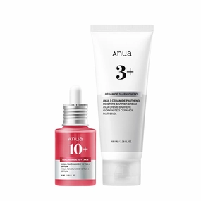 Anua Essential Daily Moisturizing Duo, Niacinamide   Tranexamic Acid Serum & Ceramide Panthenol Cream, Hydrating Face Moisturizer, Non-Comedogenic, Vitamin B12 Natural Color, Korean Skincare Set