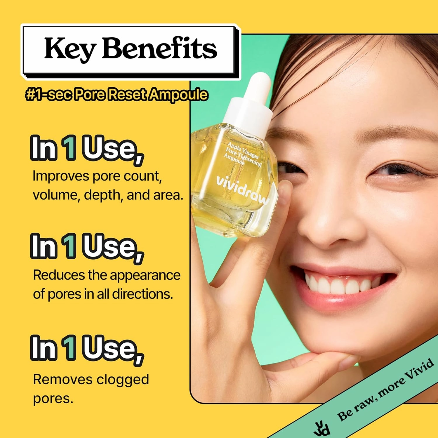 Apple Vinegar Pore Tightening Ampoule | Pore Minimizer with Apple Cider Vinegar & Green Apple | Korean Face Serum for Sebum Control and Pore Care | CRUELTY-FREE (40ml, 1.35 fl. oz.)