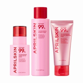 APRILSKIN TXA Overnight Glow Booster Trio: TXA Niacinamide Toning Shot 99 Spicule Facial Serum, TXA Niacinamide 99 Pink Milky Toner and TXA Niacinamide 99 Overnight Wrapping Mask