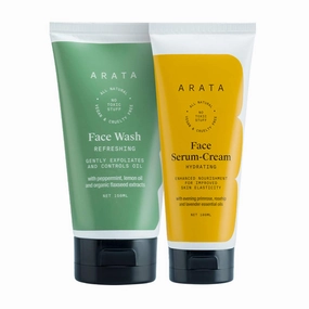 Arata Natural Anti-Aging Face Kit For Men & Women With Face Serum & Face Wash || All-Natural & Cruelty-Free ||Enhanced Nourishment For Improved Skin Elasticity
