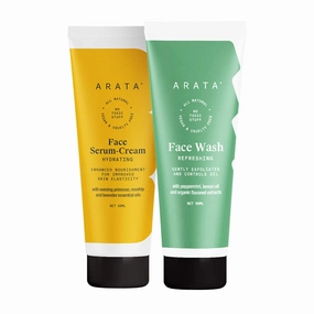 Arata Natural Anti-Aging Face Kit For Men & Women With Face Srum(50 Ml) & Face Wash(50 Ml) || All-Natural & Cruelty-Free || Enhanced Nourishment For Improved Skin Elasticity