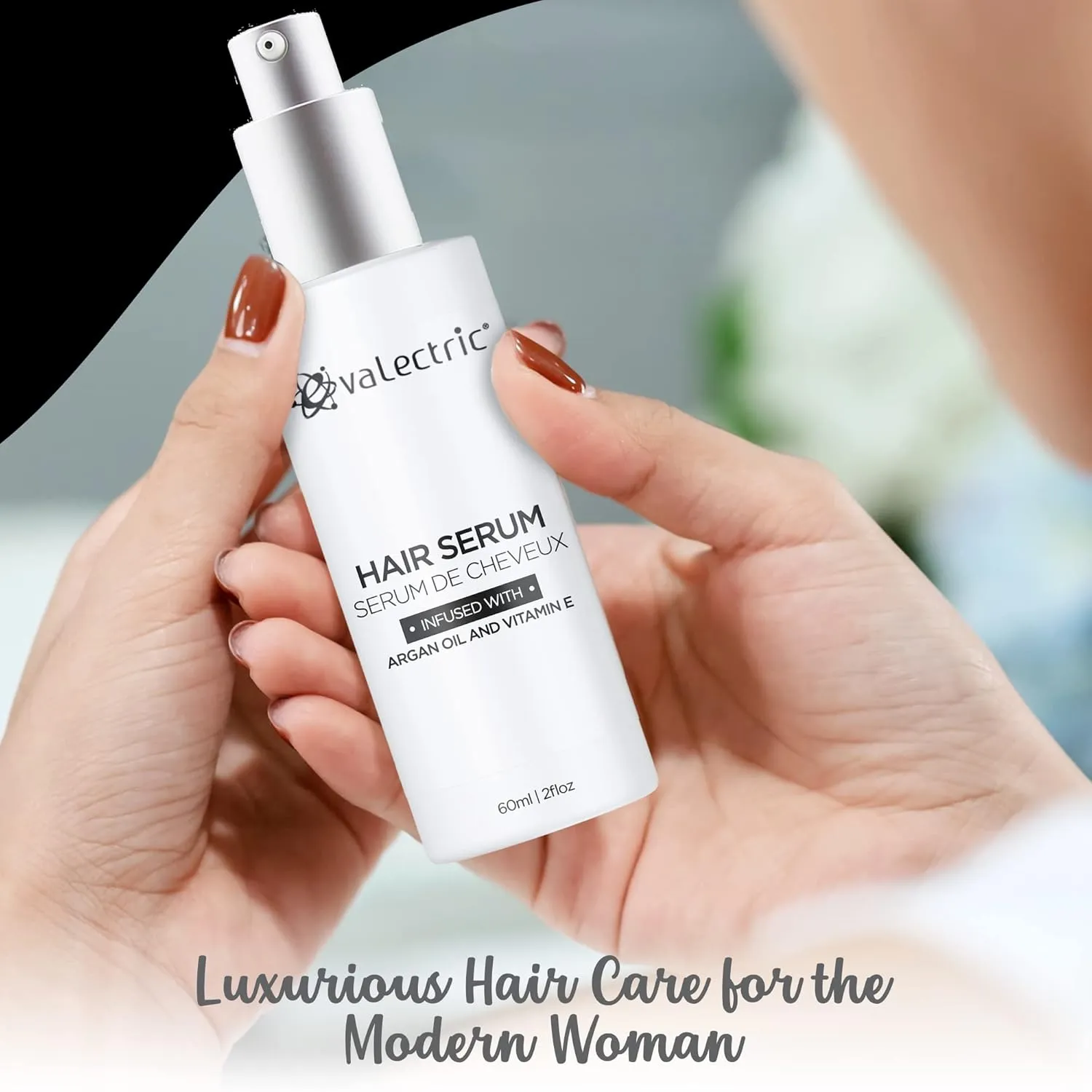 Argan Oil Hair Serum - For Dry, Damaged, Frizzy Hair - Anti-Frizz, Straightening, and Shine Serum with Vitamin E - 2 Fl. Oz.