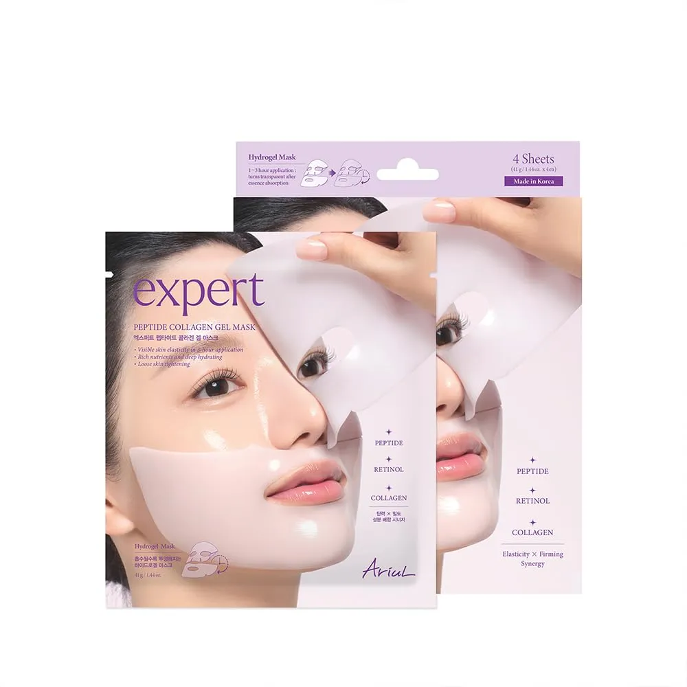 Ariul Expert Peptide Collagen Gel Mask, Collagen face mask, Collagen peptides, Korean Skin Care, 4 Masks, 41ml / 1.44 fl. oz, Each