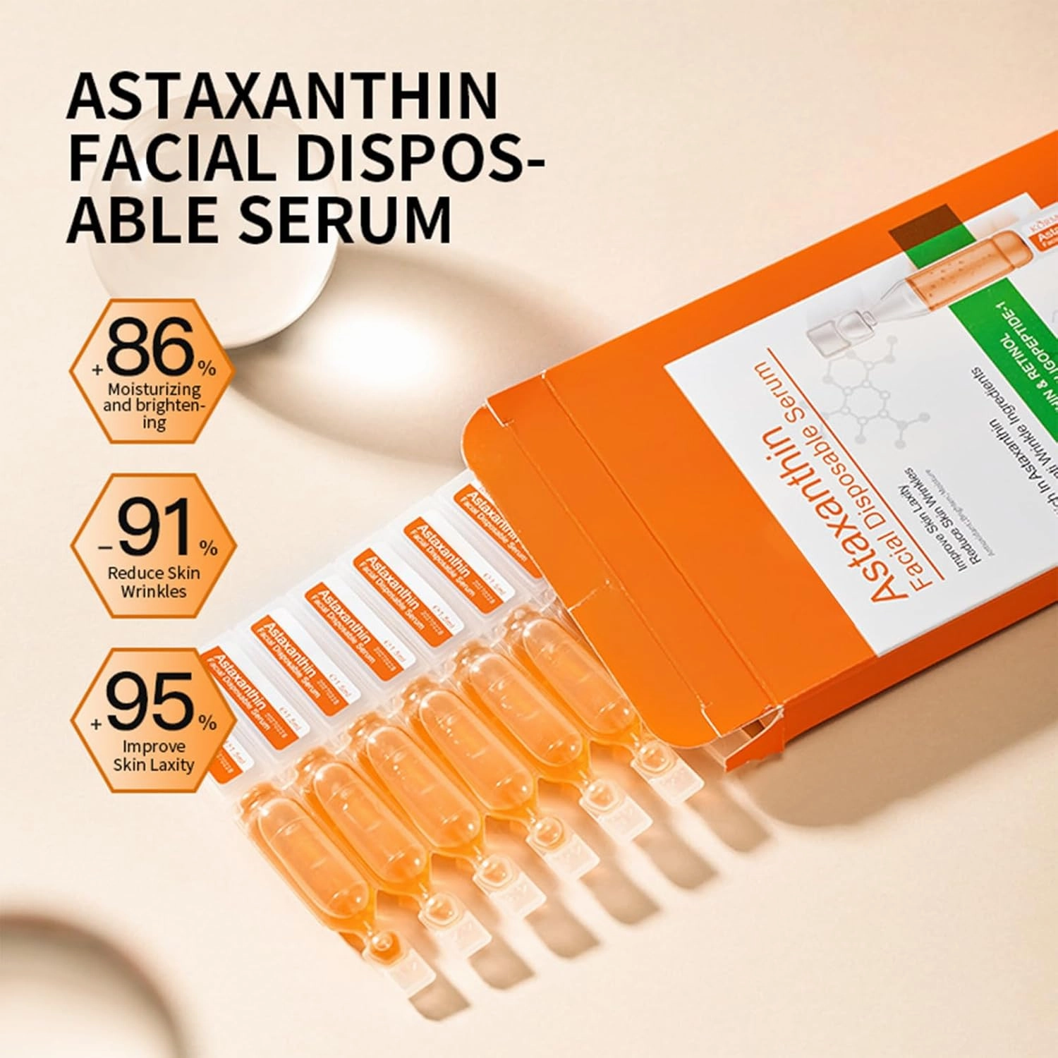 Astaxanthin Serum for Face, Face Serum for Women, Retinol serum for face, Anti Aging for Firmness, Moisturizing, Smooth Fine Lines, Dry Skin, Glow, Shrink Pores(20PCS)