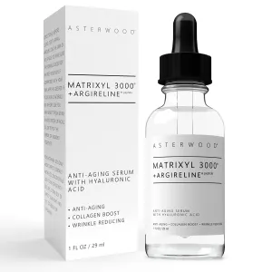 Asterwood Matrixyl 3000   Argireline Serum with Hyaluronic Acid - Anti-Aging, Wrinkle Reducing, Collagen Boosting - Fragrance-Free - 1 Fl Oz