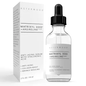 Asterwood Matrixyl 3000   Argireline Serum with Hyaluronic Acid - Anti-Aging, Wrinkle Reducing, Collagen Boosting - Fragrance-Free - 2 Fl Oz