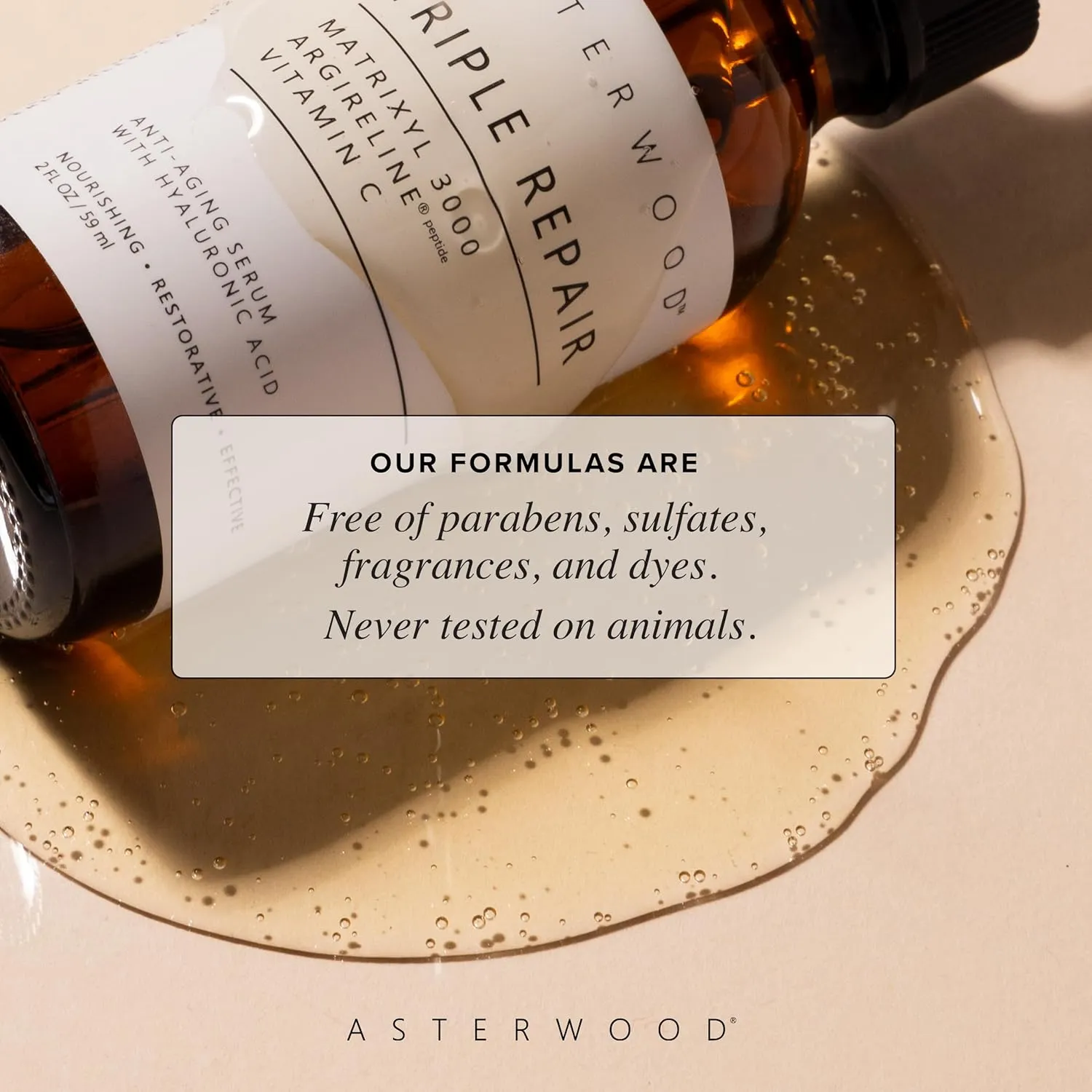 Asterwood Triple Repair Matrixyl 3000   Argireline   Hyaluronic Acid   Vitamin C Serum for Face - Anti-Aging, Collagen Boosting, Hydrating - Fragrance-Free - 1 Fl Oz