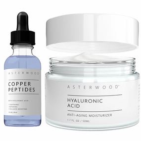 Asterwood Copper Peptides Serum 1 oz   Hyaluronic Acid Moisturizer 3.5 oz