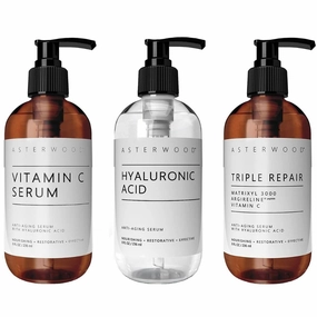 Asterwood Hyaluronic Acid   Triple Repair Matrixyl 3000   Vitamin C Bundle (8 oz each)