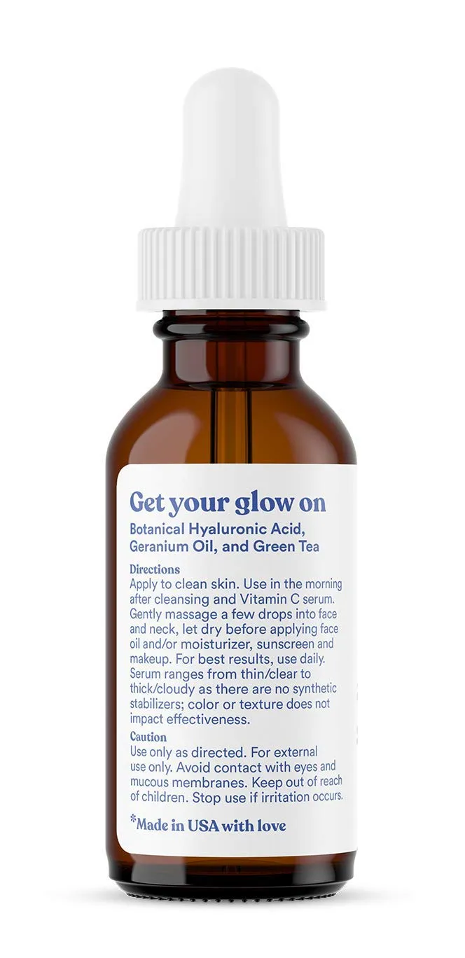 ASUTRA Hyaluronic Acid Serum for Face, 1 fl oz - Vitamin C & E, Aloe, Green Tea, Geranium & Jojoba Oil, Plumping Face Serum, Hydrating Facial Skin Care, Combat Signs of Aging
