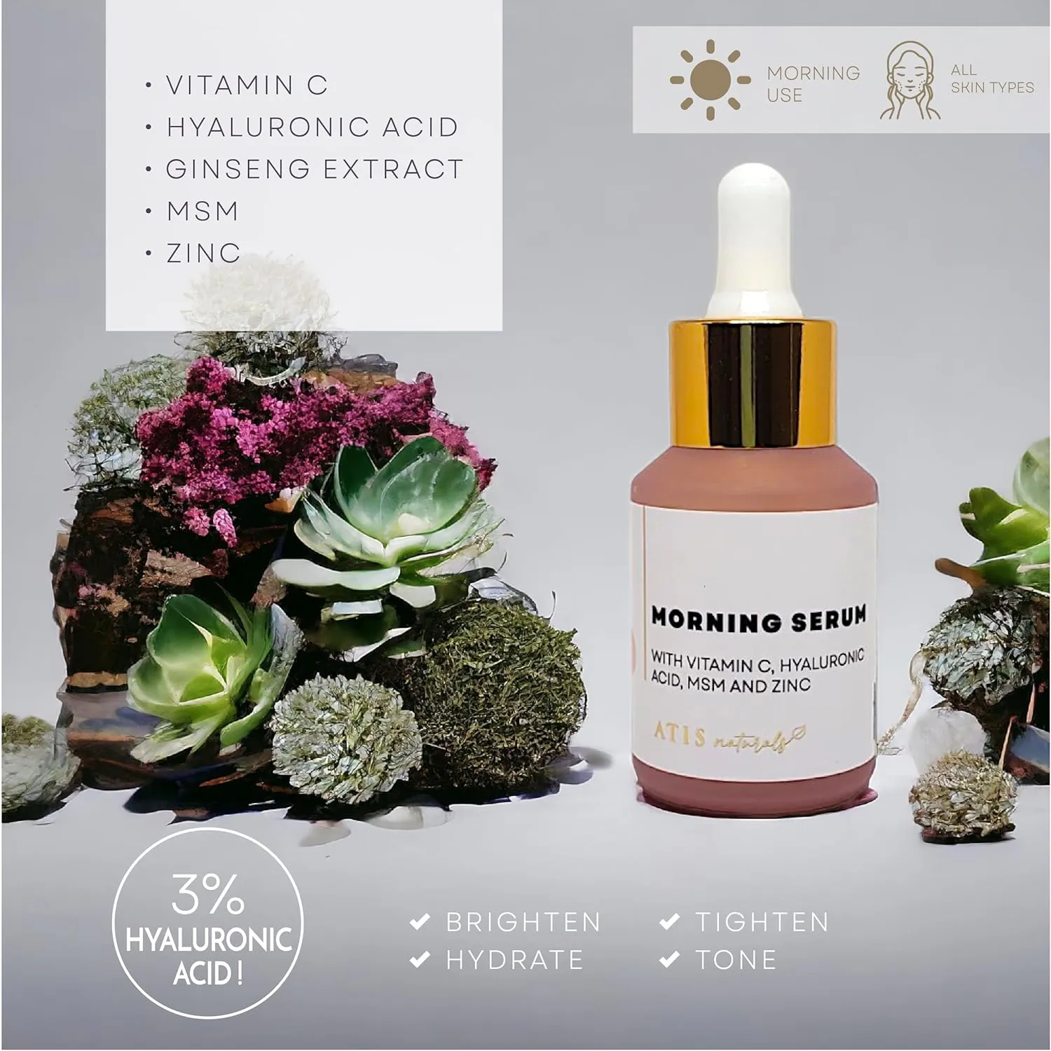 ATIS Facial Serum 3 Pack, Vitamin C Serum, Retinol Serum and Hyaluronic Acid Serum For Anti Aging & Wrinkle - Boost Skin Collagen, Hydrate & Plump Skin