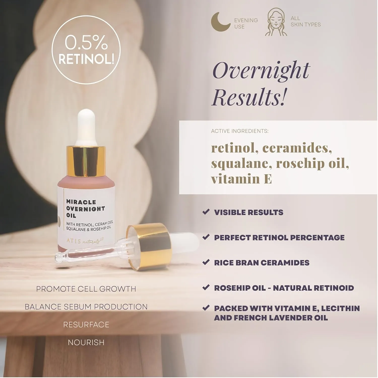 ATIS Facial Serum 3 Pack, Vitamin C Serum, Retinol Serum and Hyaluronic Acid Serum For Anti Aging & Wrinkle - Boost Skin Collagen, Hydrate & Plump Skin