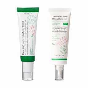AXIS-Y Niacinamide Skincare Duo - SPF50 OTC-Regulated Mineral Sunscreen & Dark Spot Correcting Glow Serum - Amazon Exclusive Vegan Korean Skin Care Set - Daily Radiance Defense Care for All Skin Types