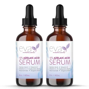 Azelaic Acid 10% Facial Serum, 2 oz., Skin Brightening Hyaluronic Acid and Niacinamide, Redness Relief, Fade and Repair Dark Spots (2 Pack)