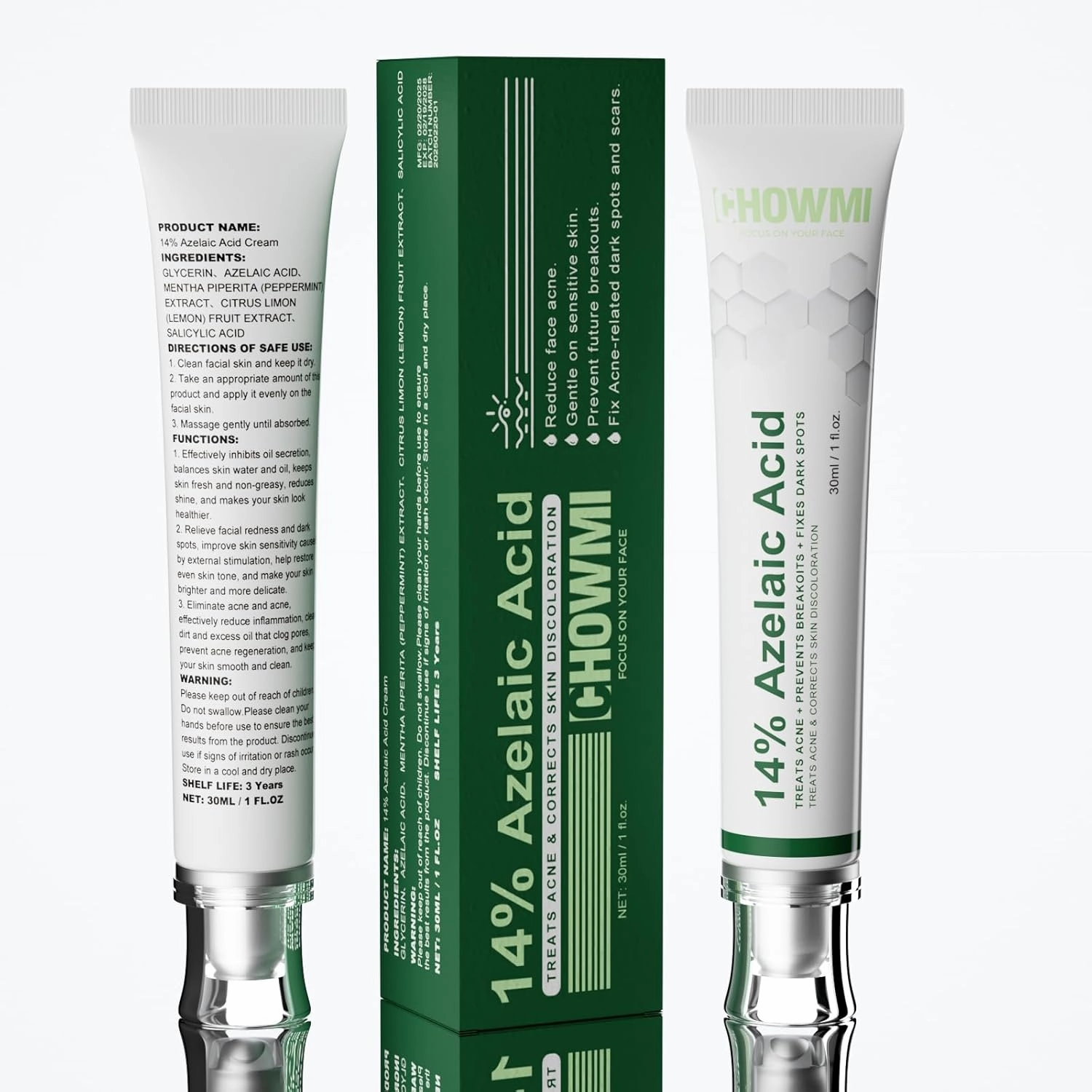 Azelaic Acid 14%  Salicylic Acid Serum with Niacinamide - Reduces Acne, Redness, Scars & Oily Skin - Brightening Facial Serum for Clear, Balanced Skin (1PCS)