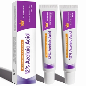 Azelaic Acid Cream Gels 12% for Face, Azelaic Acid Serum for Redness Relief, Skin Comfort & Oil Control with Hyaluronic Acid & Niacinamide for Sensitive Skin, 0.7 oz (2-PACK)