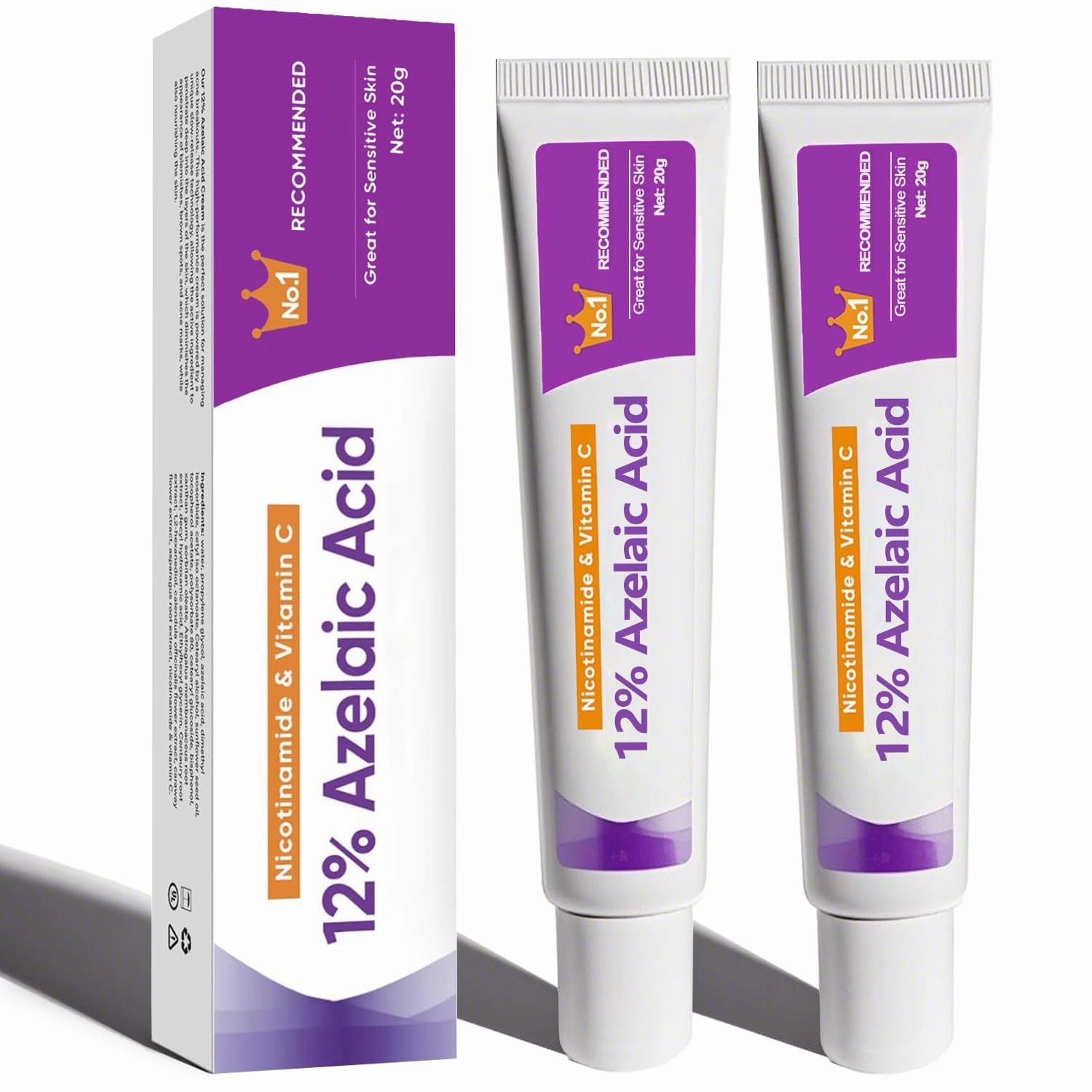 Azelaic Acid Cream Gels 12% for Face, Azelaic Acid Serum for Redness Relief, Skin Comfort & Oil Control with Hyaluronic Acid & Niacinamide for Sensitive Skin, 0.7 oz (2-PACK)