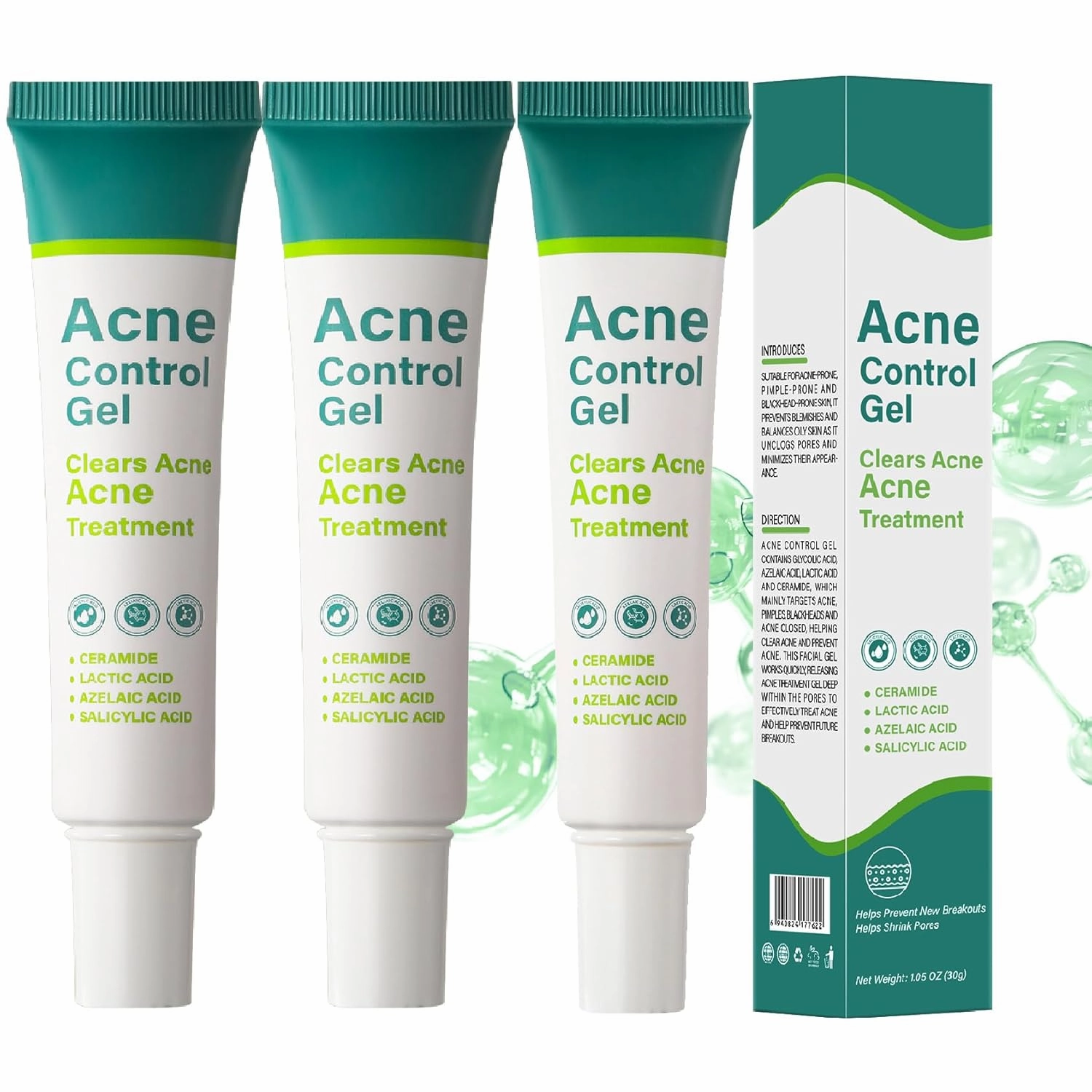 Azelaic Acid Serum for Face Acne Treatment, Body Acne Clearing Treatment with 10% Azelaic Acid & Salicylic Acid, Sensitive Skin Care Facial Essential Cream for Recurring Breakouts Refine Pores 30ml