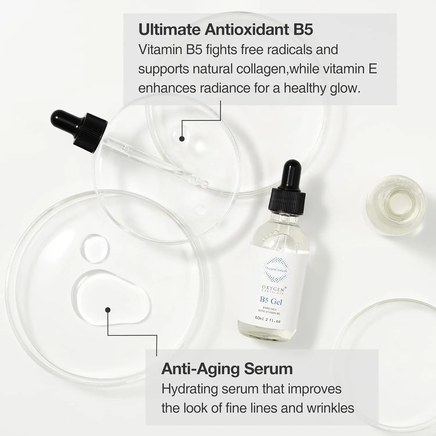 B5 Gel (60ml) – Treatment Serum with Hyaluronic Acid and Antioxidant Vitamin B5 & E, Intensive Hydrating Face Serum