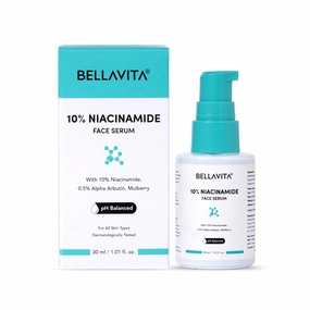 B E L L A V I T A Niacinamide Face Serum | 10% Niacinamide, 0.5% Alpha Arbutin & Hyaluronic Acid | Treats Pigmentation | Repairs Skin Barrier | pH Balanced | Non-Irritating