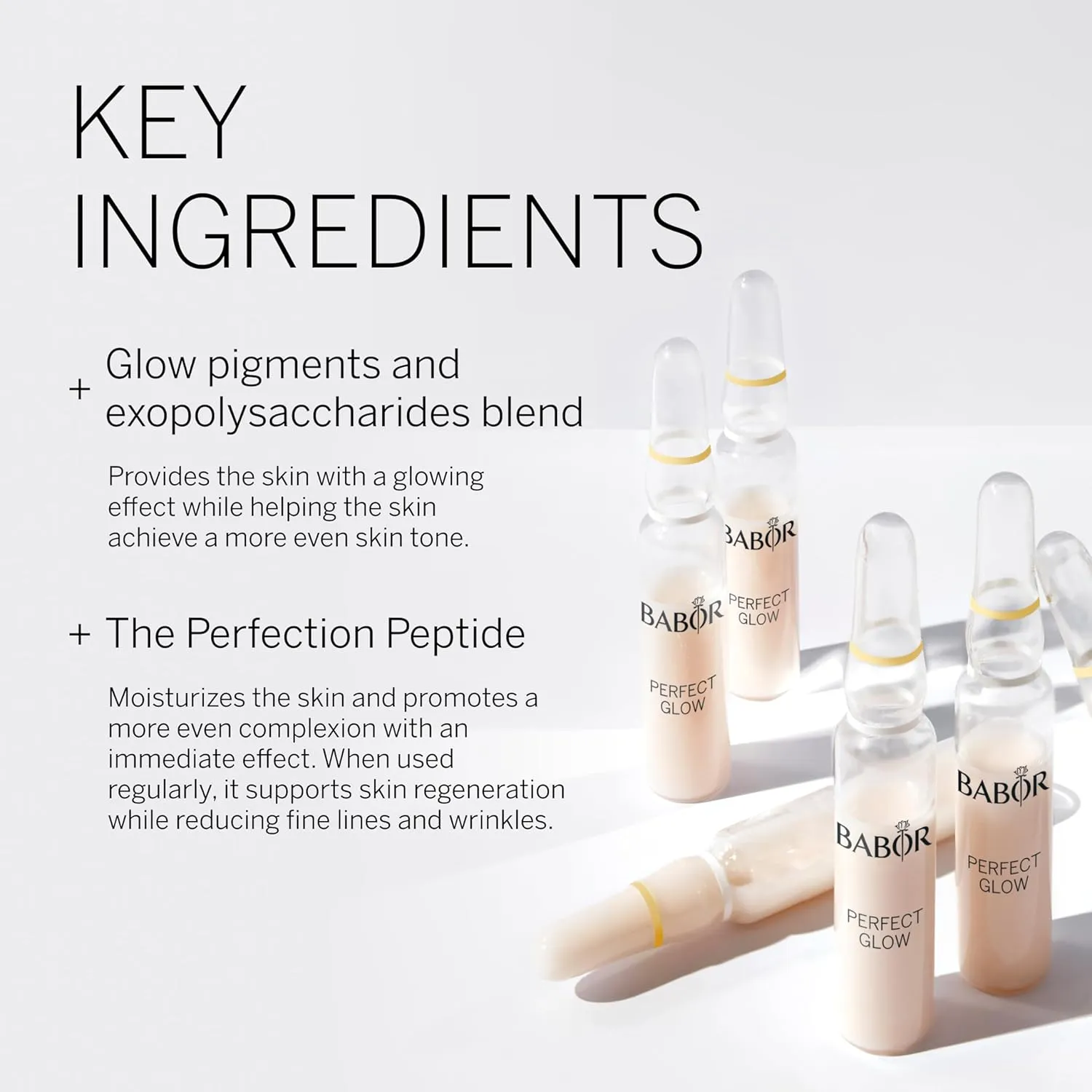 BABOR Perfect Glow Ampoule Serum Concentrates, Perfection Peptide P3 and Glow Pigments to Plump and Even Skin Tone, Brighten and Revitalize Dull and Dry Skin