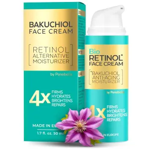 Bakuchiol Cream for Face - Natural Retinol Alternative Anti Aging Face Cream - Hyaluronic Acid, Vitamin C, F, Vitamin E Cream, Bio Oil - Rich Texture Bakuchiol Serum