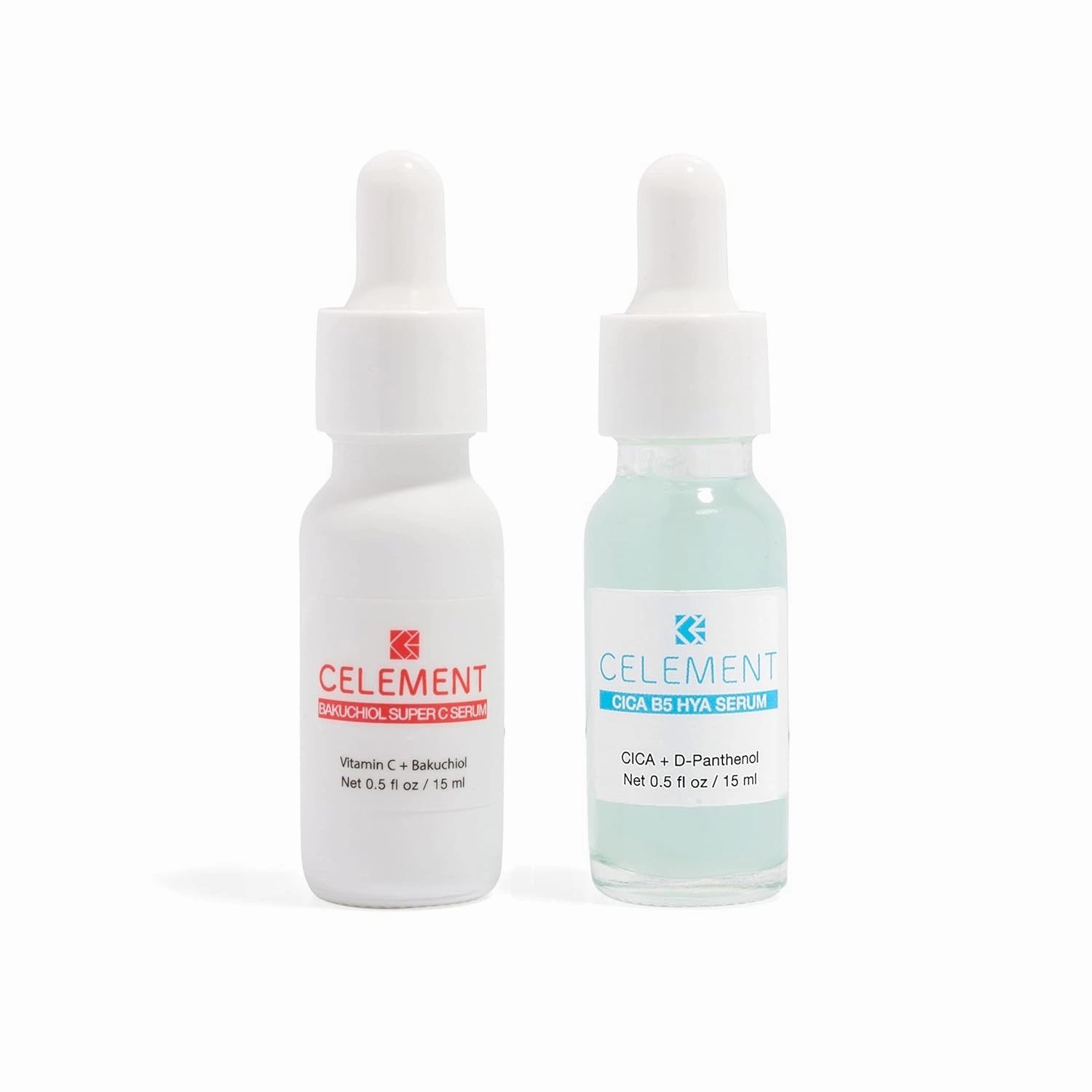Bakuchiol Super C Serum   CICA B5 HYA Serum Duo - Vitamin B C, Bakuchiol, CICA, Hyaluronic Acid, Soothing, Repairing, & Firming, Pack of Two 0.5 fl. oz. Serum