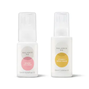 Balance Me Brighten   Hydrate Eyes & Face Duo - Wonder Eye Cream & Vitamin C Repair Serum - Vegan & Cruelty-Free - Hydrates Skin & Reduces Hyperpigmentation