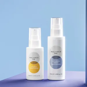 Balance Me Hydrate   Glow Bio-Active Skincare Duo - Vitamin C Repair Serum & Collagen Boost Moisturizer - Vegan & Cruelty-Free - Smooth Complexion & Reduce Hyperpigmentation