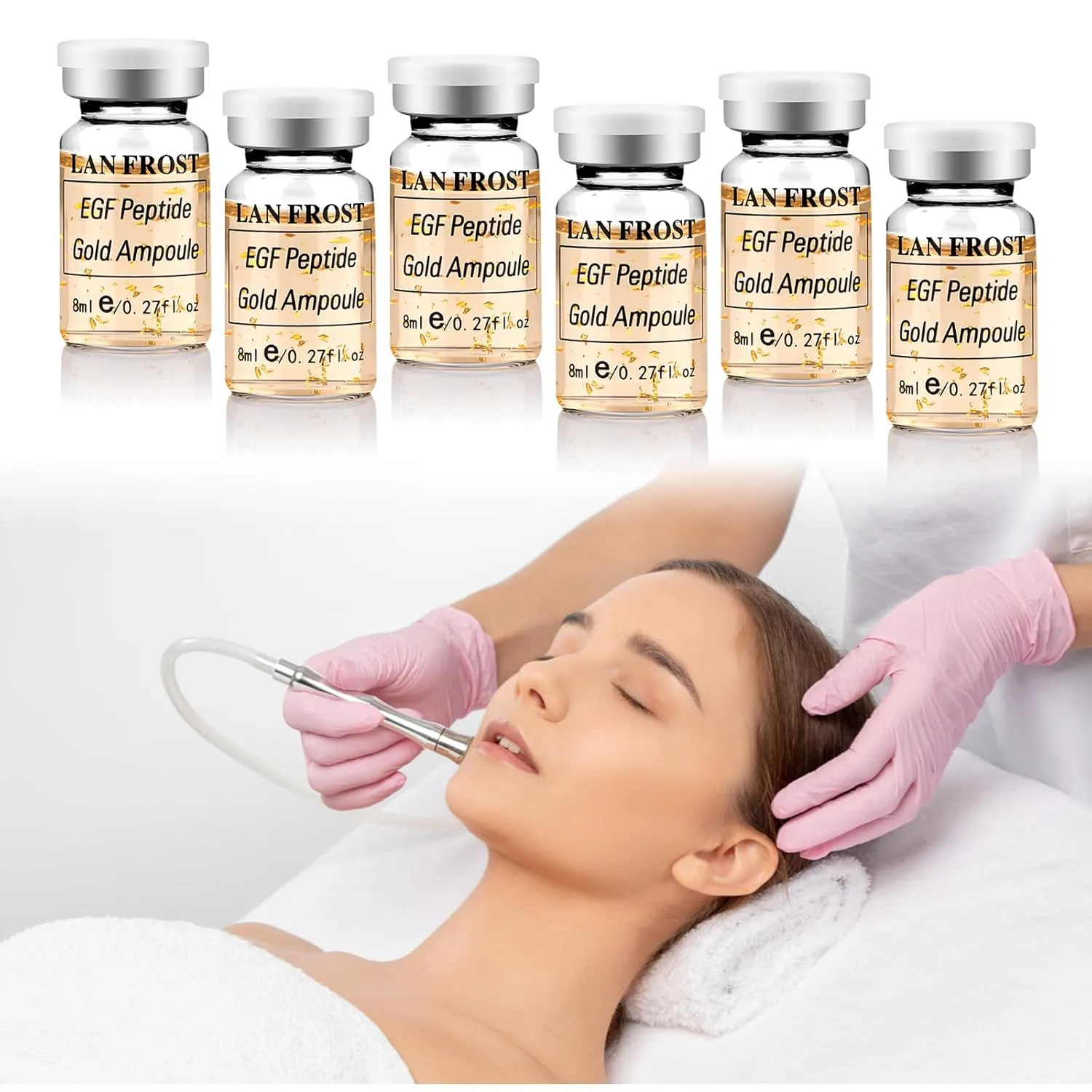 BB Booster Serum Kit Serum Hyaluronic Acid Essence Skin Care Kit, EGF Peptide Gold Ampoule 0.27oz 12 Vials,Facial Treatment Serum Increases skin elasticity BB Radiance Facial Serum Kit