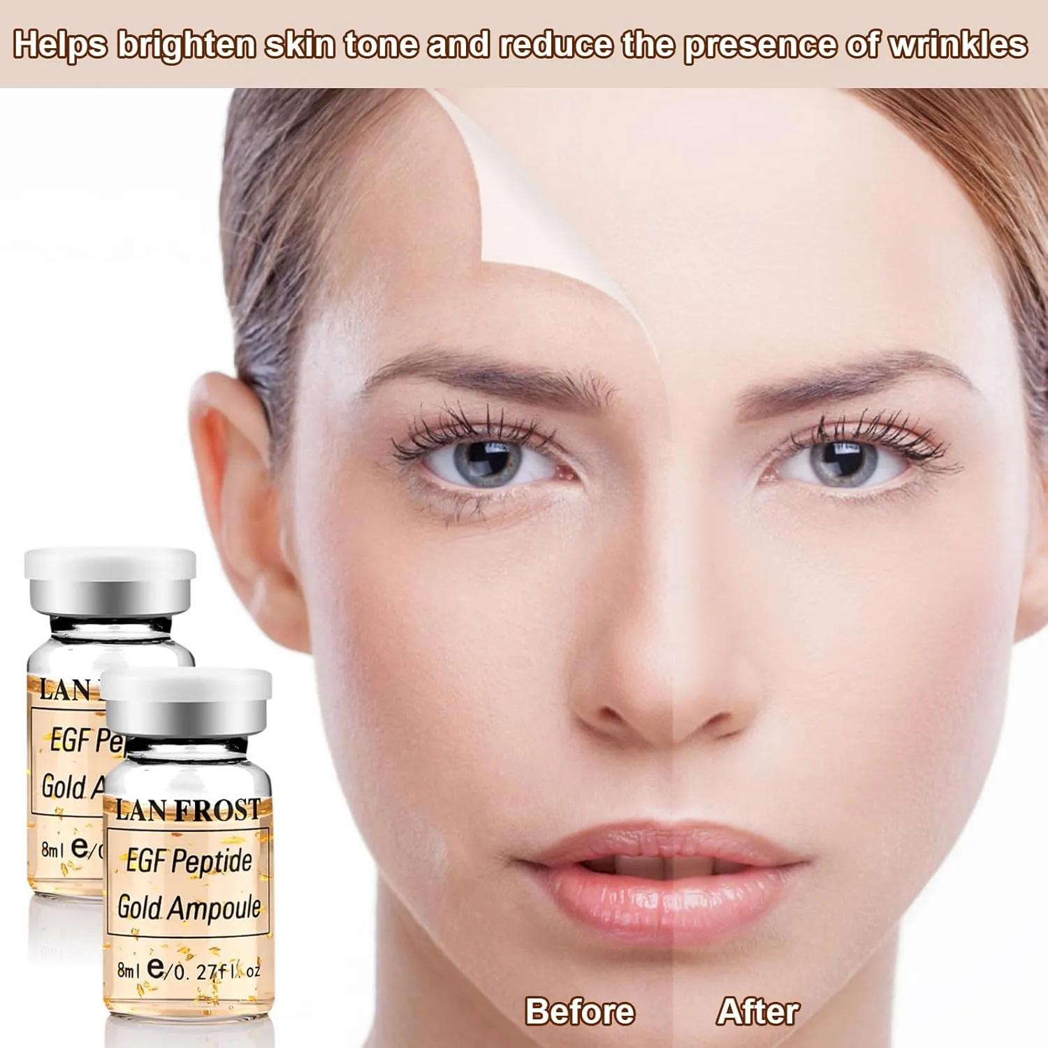 BB Booster Serum Kit Serum Hyaluronic Acid Essence Skin Care Kit, EGF Peptide Gold Ampoule 0.27oz 12 Vials,Facial Treatment Serum Increases skin elasticity BB Radiance Facial Serum Kit