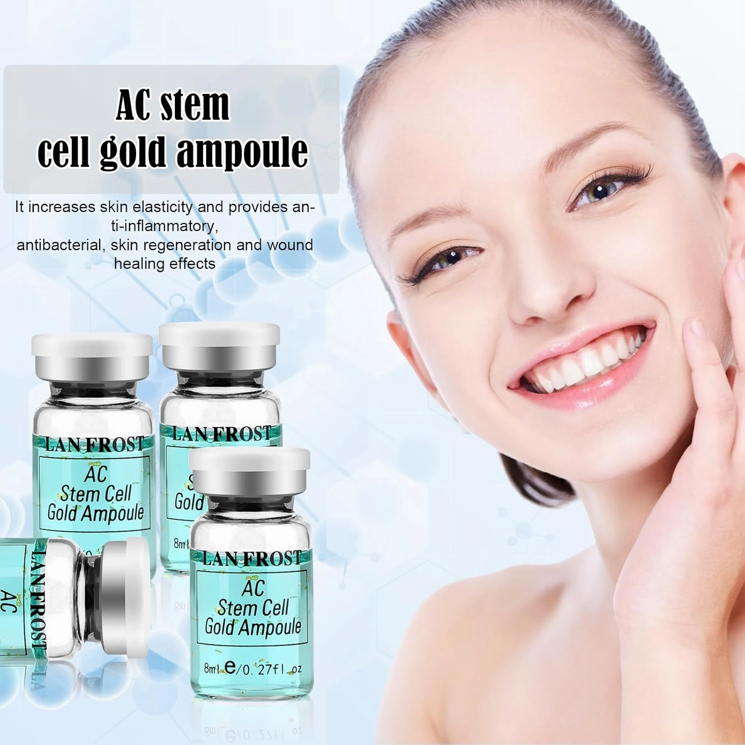 BB Facial Glow Starter Kit Serum Hyaluronic Acid, AC Stem Cell Gold Ampoule 0.27oz 12 Vials, BB Radiance Facial Serum Skin Therapy Kit