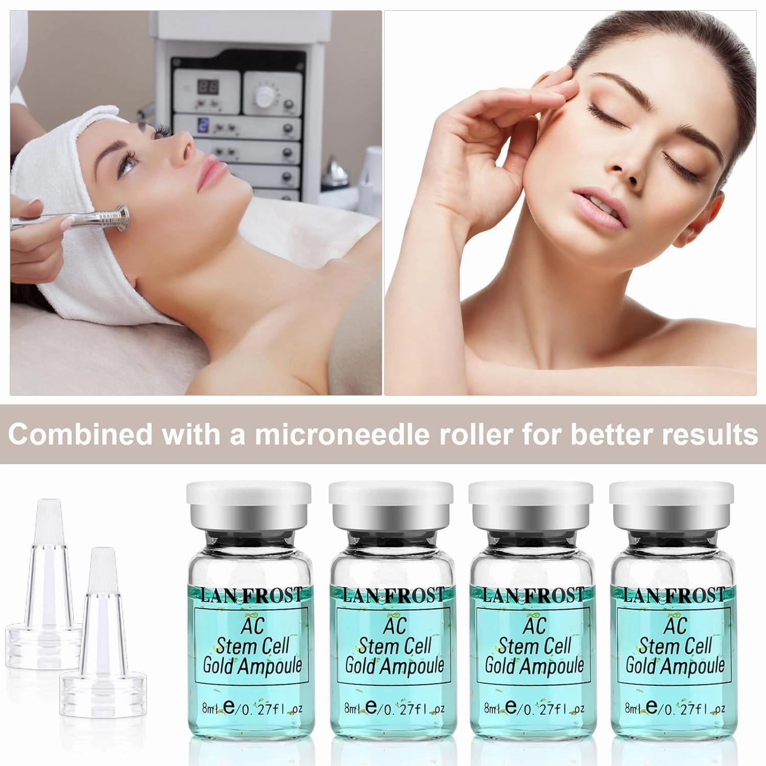 BB Facial Glow Starter Kit Serum Hyaluronic Acid, AC Stem Cell Gold Ampoule 0.27oz 12 Vials, BB Radiance Facial Serum Skin Therapy Kit