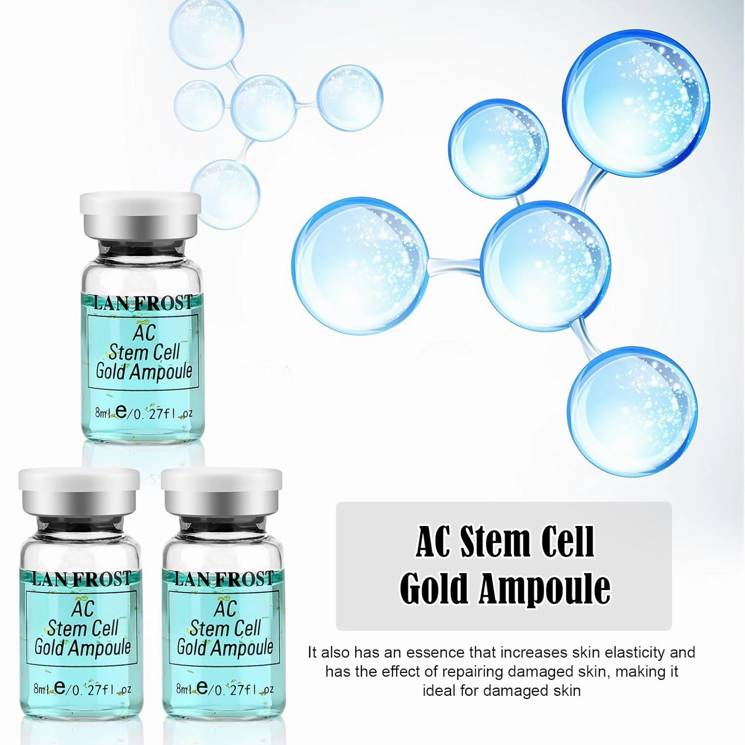 BB Facial Glow Starter Kit Serum Hyaluronic Acid, AC Stem Cell Gold Ampoule 0.27oz 12 Vials, BB Radiance Facial Serum Skin Therapy Kit
