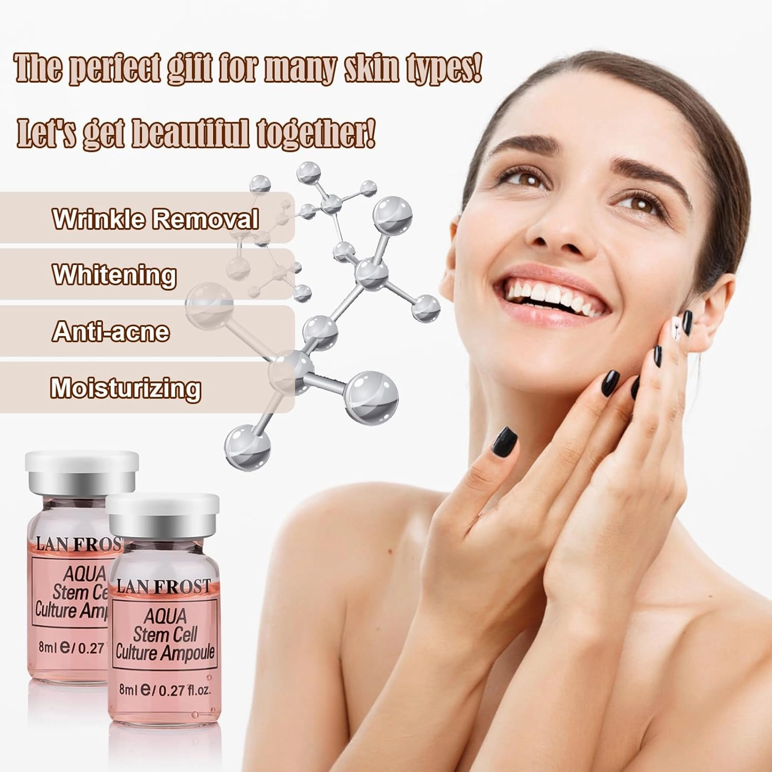 BB Facial Glow Starter Kit Serum Hyaluronic Acid Essence Skin Care Set 0.27oz 12 Vials, Skin Care for Face BB Radiance Facial Serum Kit