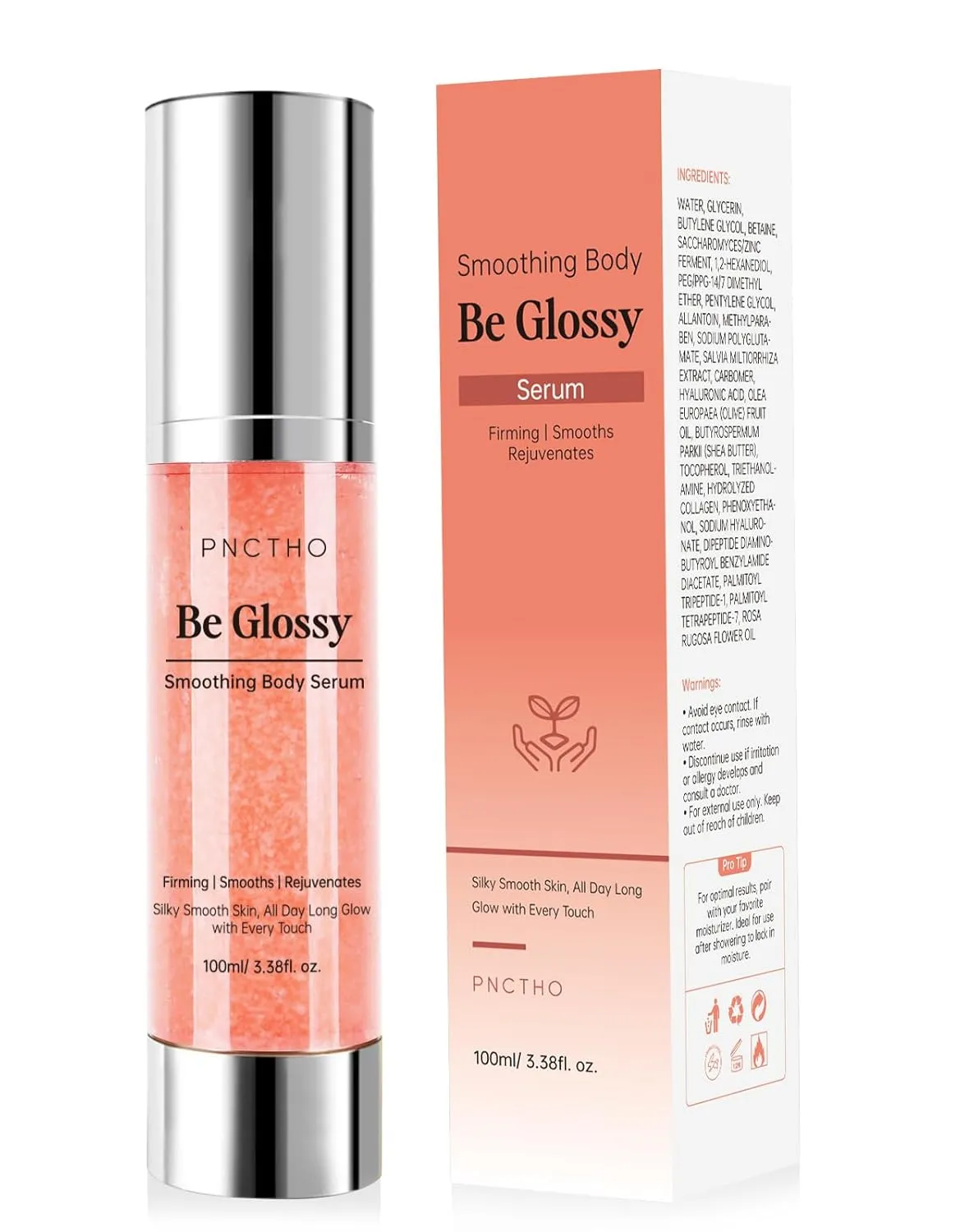 Be Glossy Body Serum for Wrinkles, Anti-Aging Hydrate & Plump With Hyaluronic Acid, Vitamin E, Glycerin and Shea Butte, Peptides, Tighten and Lift Serum 100ML/3.38 Fl Oz