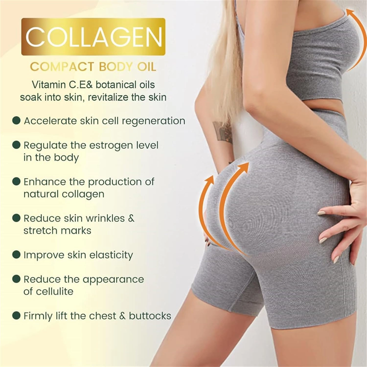 Beauty Women Collagen Lifting Body Oil, Advanced Firming & Wrinkle Reducing cream, Skin Care Moisturizer, Anti Aging Collagen Serum for Face, Improve Sagging Skin, for All Skin Types (2pcs)