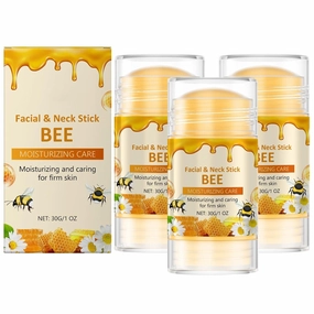 Bee Facial and Neck Stick, Bee Essence Firming Serum Stick, Advanced Firming and Wrinkle Reducing Cream, Restore Skin Elasticity, Moisturizing, Lifts, Plumps, for All Skin Types (3 Pcs)