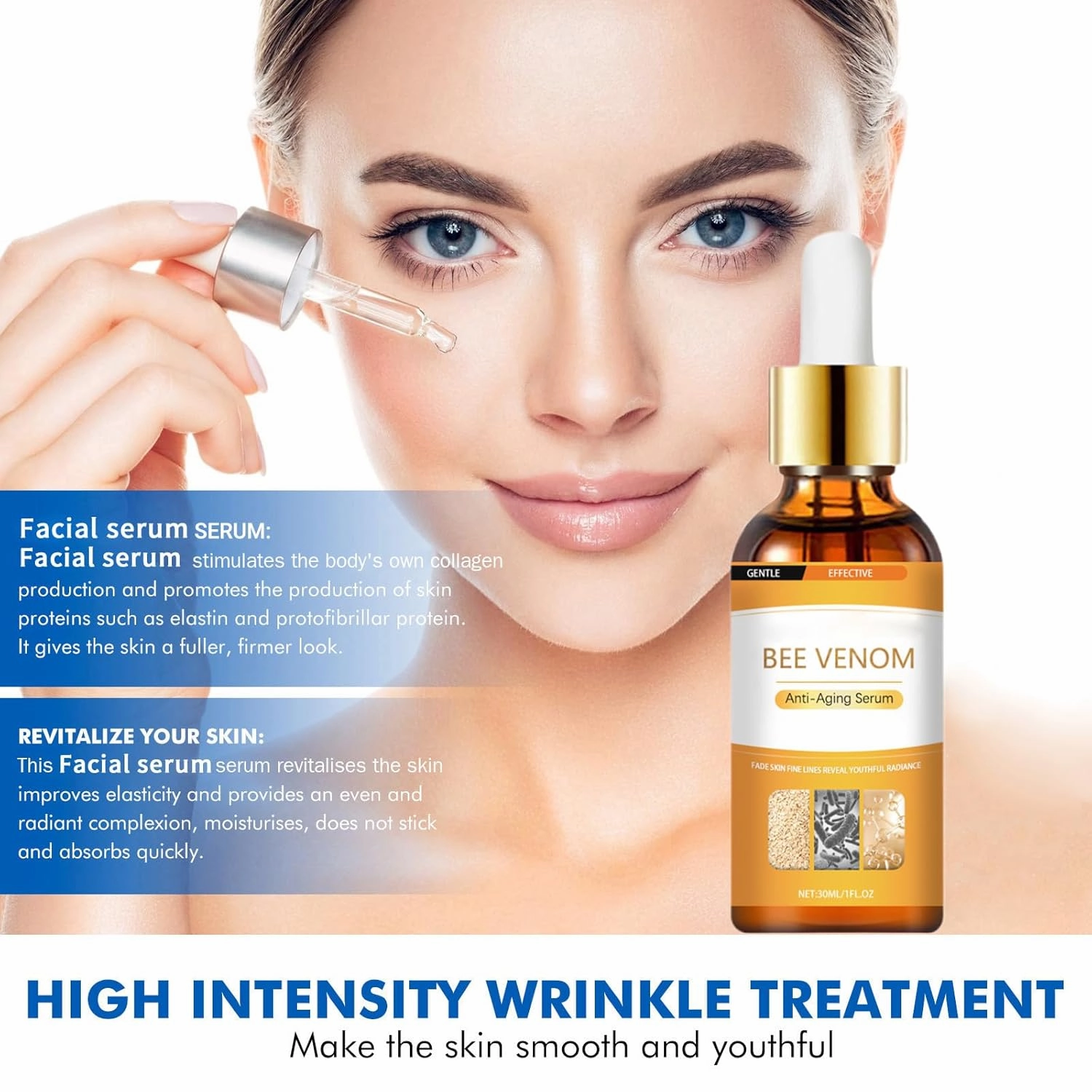 Bee Venom Anti-Aging Serum, Bee Venom Skin Treatment Cerum, 2025 New Bee Venom Serum for Face and Neck, Hydrating & Firming Face serum with Bee Propolis Extract for All Skin Types (2)