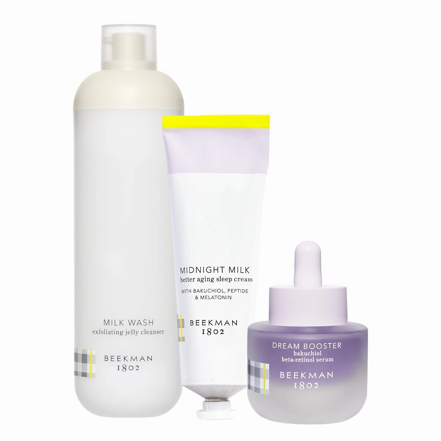 Beekman 1802 Better Aging Nighttime Skincare Routine Set - 3-Piece - Firms, Smooths & Boosts - Good for Sensitive Skin - No Irritation - Clinically Kind - Fragrance Free