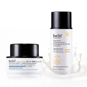belif Ceramide & SPF Duo – Moisturizing Bomb   Milky Sun Serum SPF 40 | 48hr Hydration, Barrier Repair, Lightweight UV Defense, Korean Skincare Set