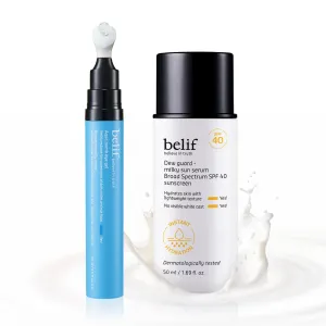 belif Eye & Sun Serum Duo – Aqua Bomb Cooling Eye Gel   Milky Niacinamide Sun Serum SPF 40 | De-Puffing, Hydrating & Sun Protection, Korean Skin Care Set