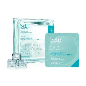 belif Super Drops Multi-7 Hyaluronic Frozen Serum - Hydrating, Soothing, Depuffing Serum with Peptides & Caffeine, Enhances Skin Elasticity, Korean Skincare, 5mlx9EA