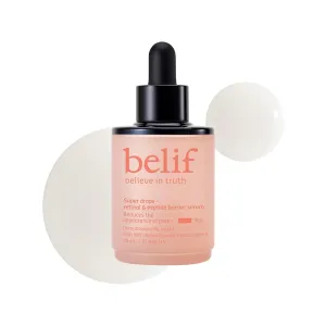 belif Super Drops Retinol & Peptide Barrier Serum | Firming Anti-Aging Serum for Boosting Skin Elasticity, Reducing Pore Appearance & Hydrating with Hyaluronic Acid